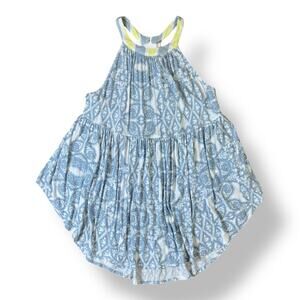 Free People‎ Blue Mimi Flowy Tunic Halter Tank Top Size S Boho Summer